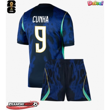 Brazylia Matheus Cunha #9 Koszulka Wyjazdowa dzieci MŚ 2026 Krótki Rękaw (+ krótkie spodenki)