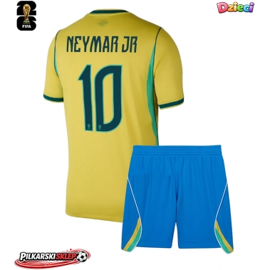 Brazylia Neymar Jr #10 Koszulka Podstawowa dzieci MŚ 2026 Krótki Rękaw (+ krótkie spodenki)