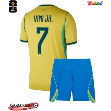 Brazylia Vinicius Junior #7 Koszulka Podstawowa dzieci MŚ 2026 Krótki Rękaw (+ krótkie spodenki)