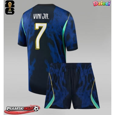 Brazylia Vinicius Junior #7 Koszulka Wyjazdowa dzieci MŚ 2026 Krótki Rękaw (+ krótkie spodenki)