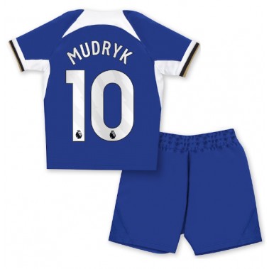 Chelsea Mykhailo Mudryk #10 Koszulka Podstawowa dzieci 2023-24 Krótki Rękaw (+ krótkie spodenki)