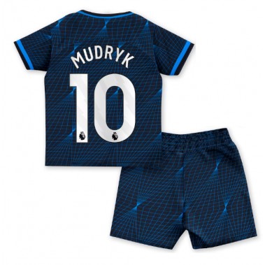 Chelsea Mykhailo Mudryk #10 Koszulka Wyjazdowa dzieci 2023-24 Krótki Rękaw (+ krótkie spodenki)