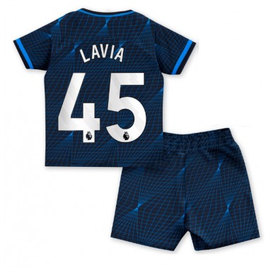 Chelsea Romeo Lavia #45 Koszulka Wyjazdowa dzieci 2023-24 Krótki Rękaw (+ krótkie spodenki)