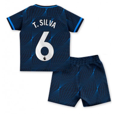 Chelsea Thiago Silva #6 Koszulka Wyjazdowa dzieci 2023-24 Krótki Rękaw (+ krótkie spodenki)