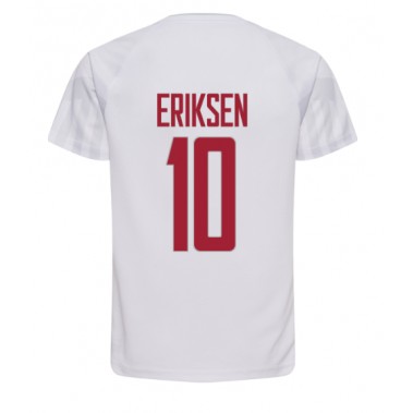 Danska Christian Eriksen #10 Koszulka Wyjazdowa MŚ 2022 Krótki Rękaw