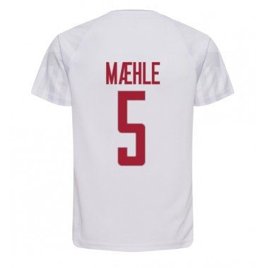 Danska Joakim Maehle #5 Koszulka Wyjazdowa MŚ 2022 Krótki Rękaw
