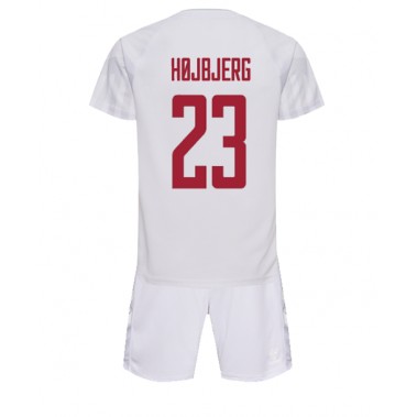 Danska Pierre-Emile Hojbjerg #23 Koszulka Wyjazdowa dzieci MŚ 2022 Krótki Rękaw (+ krótkie spodenki)