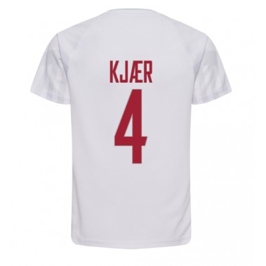 Danska Simon Kjaer #4 Koszulka Wyjazdowa MŚ 2022 Krótki Rękaw