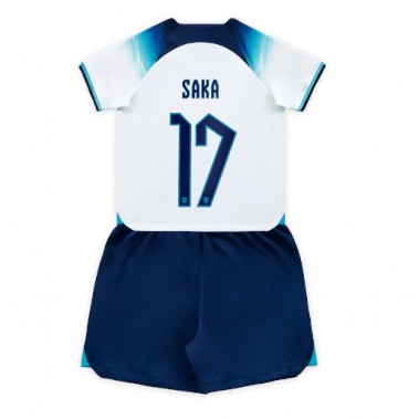 Engleska Bukayo Saka #17 Koszulka Podstawowa dzieci MŚ 2022 Krótki Rękaw (+ krótkie spodenki)