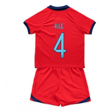 Engleska Declan Rice #4 Koszulka Wyjazdowa dzieci MŚ 2022 Krótki Rękaw (+ krótkie spodenki)
