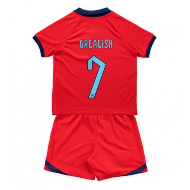 Engleska Jack Grealish #7 Koszulka Wyjazdowa dzieci MŚ 2022 Krótki Rękaw (+ krótkie spodenki)