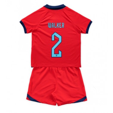 Engleska Kyle Walker #2 Koszulka Wyjazdowa dzieci MŚ 2022 Krótki Rękaw (+ krótkie spodenki)