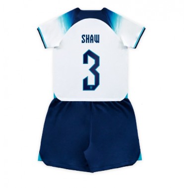 Engleska Luke Shaw #3 Koszulka Podstawowa dzieci MŚ 2022 Krótki Rękaw (+ krótkie spodenki)