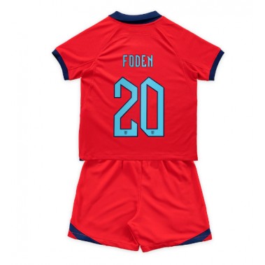 Engleska Phil Foden #20 Koszulka Wyjazdowa dzieci MŚ 2022 Krótki Rękaw (+ krótkie spodenki)