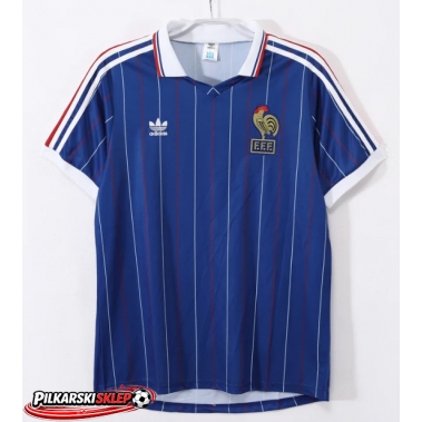 Francja 1982 Koszulka Retro Podstawowa Krótki Rękaw
