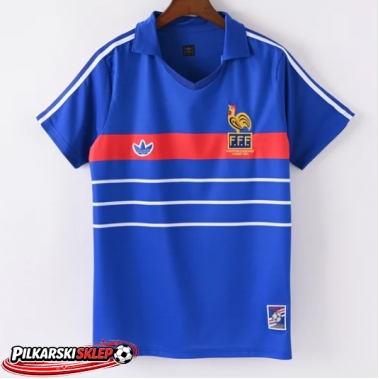 Francja 1984 Koszulka Retro Podstawowa Krótki Rękaw