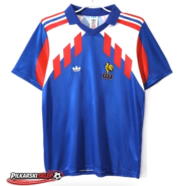 Francja 1990 Koszulka Retro Podstawowa Krótki Rękaw