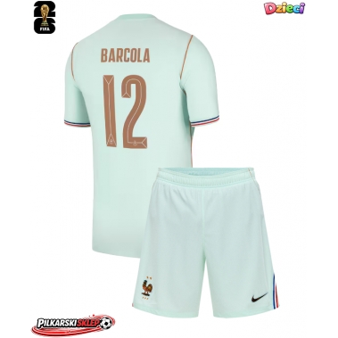 Francja Bradley Barcola #12 Koszulka Wyjazdowa dzieci MŚ 2026 Krótki Rękaw (+ krótkie spodenki)