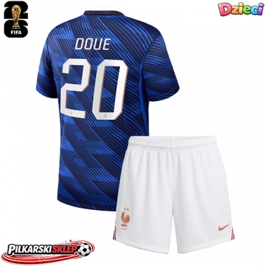 Francja Desire Doue #20 Koszulka Podstawowa dzieci MŚ 2026 Krótki Rękaw (+ krótkie spodenki)