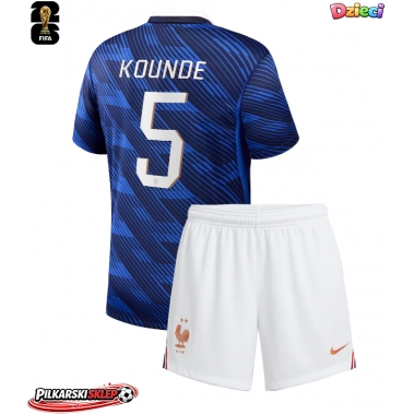 Francja Jules Kounde #5 Koszulka Podstawowa dzieci MŚ 2026 Krótki Rękaw (+ krótkie spodenki)