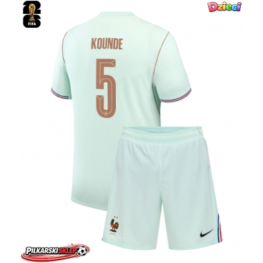 Francja Jules Kounde #5 Koszulka Wyjazdowa dzieci MŚ 2026 Krótki Rękaw (+ krótkie spodenki)