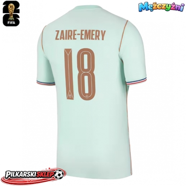 Francja Warren Zaire-Emery #18 Koszulka Wyjazdowa MŚ 2026 Krótki Rękaw