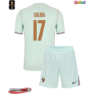Francja William Saliba #17 Koszulka Wyjazdowa dzieci MŚ 2026 Krótki Rękaw (+ krótkie spodenki)