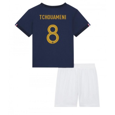 Francuska Aurelien Tchouameni #8 Koszulka Podstawowa dzieci MŚ 2022 Krótki Rękaw (+ krótkie spodenki)