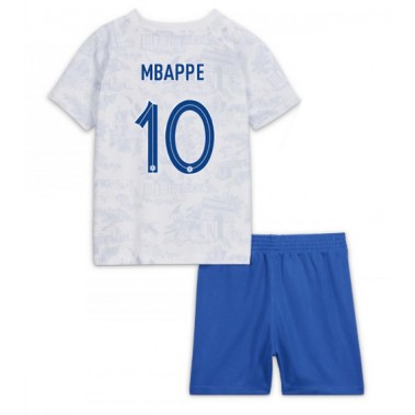Francuska Kylian Mbappe #10 Koszulka Wyjazdowa dzieci MŚ 2022 Krótki Rękaw (+ krótkie spodenki)