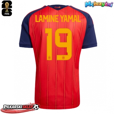Hiszpania Lamine Yamal #19 Koszulka Podstawowa MŚ 2026 Krótki Rękaw