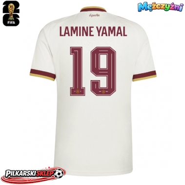 Hiszpania Lamine Yamal #19 Koszulka Wyjazdowa MŚ 2026 Krótki Rękaw