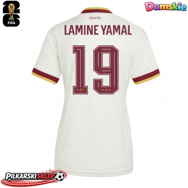 Hiszpania Lamine Yamal #19 Koszulka Wyjazdowa damskie MŚ 2026 Krótki Rękaw
