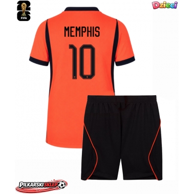 Holandia Memphis Depay #10 Koszulka Podstawowa dzieci MŚ 2026 Krótki Rękaw (+ krótkie spodenki)