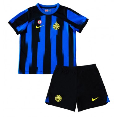 Inter Milan Koszulka Podstawowa dzieci 2023-24 Krótki Rękaw (+ krótkie spodenki)