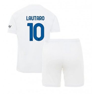 Inter Milan Lautaro Martinez #10 Koszulka Wyjazdowa dzieci 2023-24 Krótki Rękaw (+ krótkie spodenki)