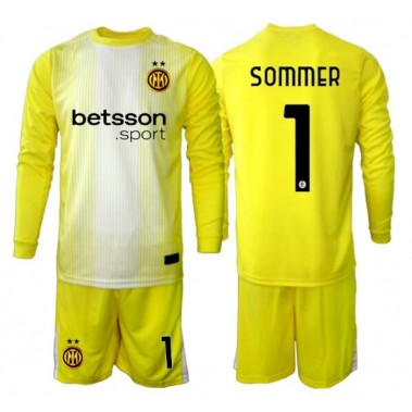 Inter Milan Yann Sommer #1 Bramkarskie Koszulka Wyjazdowa dzieci 2025-26 Długi Rękaw (+ krótkie spodenki)