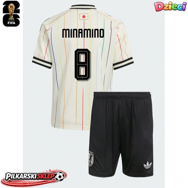 Japonia Takumi Minamino #8 Koszulka Wyjazdowa dzieci MŚ 2026 Krótki Rękaw (+ krótkie spodenki)