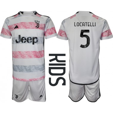 Juventus Manuel Locatelli #5 Koszulka Wyjazdowa dzieci 2023-24 Krótki Rękaw (+ krótkie spodenki)
