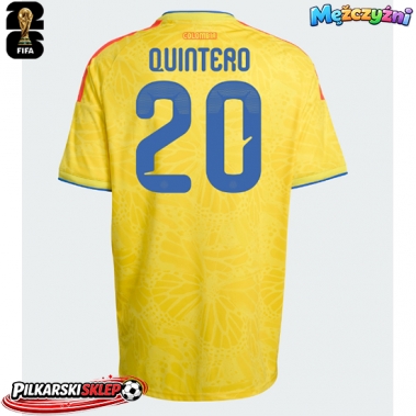 Kolumbia Juan Fernando Quintero #20 Koszulka Podstawowa MŚ 2026 Krótki Rękaw