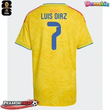 Kolumbia Luis Diaz #7 Koszulka Podstawowa damskie MŚ 2026 Krótki Rękaw