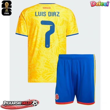 Kolumbia Luis Diaz #7 Koszulka Podstawowa dzieci MŚ 2026 Krótki Rękaw (+ krótkie spodenki)