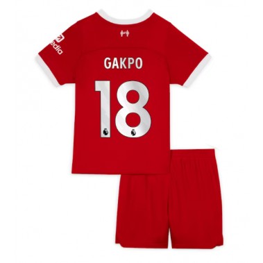 Liverpool Cody Gakpo #18 Koszulka Podstawowa dzieci 2023-24 Krótki Rękaw (+ krótkie spodenki)
