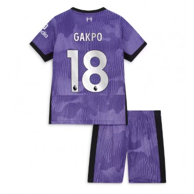 Liverpool Cody Gakpo #18 Koszulka Trzecia dzieci 2023-24 Krótki Rękaw (+ krótkie spodenki)