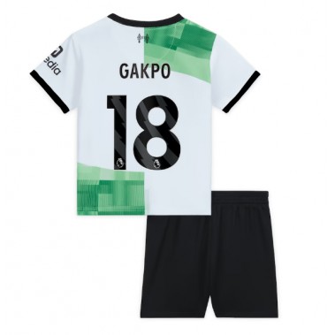 Liverpool Cody Gakpo #18 Koszulka Wyjazdowa dzieci 2023-24 Krótki Rękaw (+ krótkie spodenki)