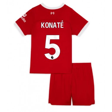 Liverpool Ibrahima Konate #5 Koszulka Podstawowa dzieci 2023-24 Krótki Rękaw (+ krótkie spodenki)