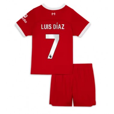 Liverpool Luis Diaz #7 Koszulka Podstawowa dzieci 2023-24 Krótki Rękaw (+ krótkie spodenki)