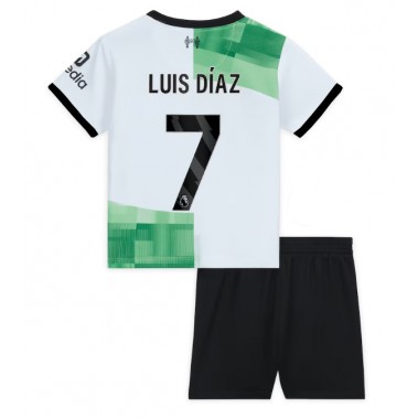 Liverpool Luis Diaz #7 Koszulka Wyjazdowa dzieci 2023-24 Krótki Rękaw (+ krótkie spodenki)