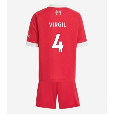 Liverpool Virgil van Dijk #4 Koszulka Podstawowa dzieci 2025-26 Krótki Rękaw (+ krótkie spodenki)