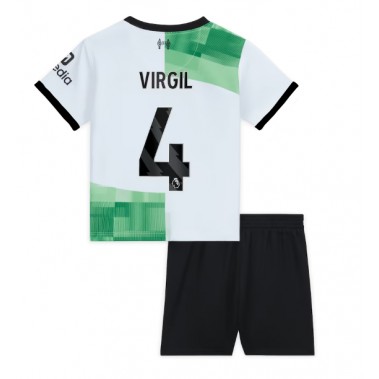 Liverpool Virgil van Dijk #4 Koszulka Wyjazdowa dzieci 2023-24 Krótki Rękaw (+ krótkie spodenki)