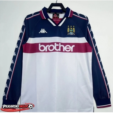 Manchester City 1997-1998 Koszulka Retro Wyjazdowa Długi Rękaw